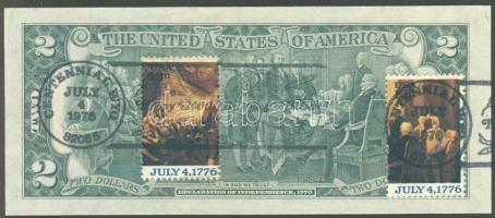 USA 1976. 2$ előlapon Jefferson idézet a bélyegen és Jefferson arckép a bankjegyen! Hátlapon bankjeg...