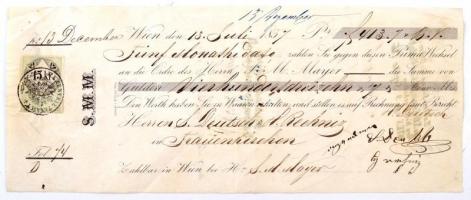 Ausztria / Bécs 1857. "S.M. Mayer" váltó, osztrák illetékbélyeggel és bélyegzéssel + Magya...