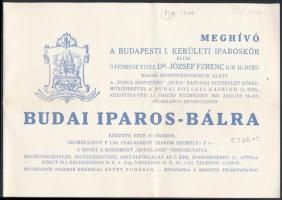 1937 Meghívó a Budapesti I. kerületi iparoskör által rendezett budai iparos bálra, hozzá tiszteletjegy