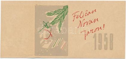 1958 Eszperantó karácsonyi üdvözlőkártya