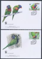 2011 WWF: Papagájok sor 4 db FDC-n Mi 1443-1446