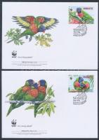 WWF: Papagájok sor 4 db FDC-n WWF Parrots set 4 FDC