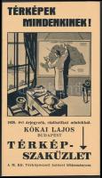 1938 Bp., "Térképek mindenkinek!" - Kókai Lajos térképszaküzletének árjegyzéke, borítékkal, 19p