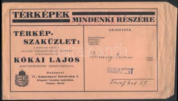 1938 Bp., "Térképek mindenkinek!" - Kókai Lajos térképszaküzletének árjegyzéke, borítékkal...