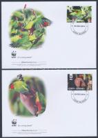 WWF Parrots set 4 FDC WWF: Papagájok sor 4 db FDC-n