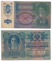 1912. 100K egy hamis és egy román felülbélyegzéssel + 1913. 20K + 1914. 50K + 1915. 10K (one fake ov...