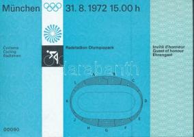 1972 München Olimpiai belépő gkerékpárverseny, szép állapotban / 1972 Munich Olympic ticket for bycicle race in good condition, 10,5x15cm