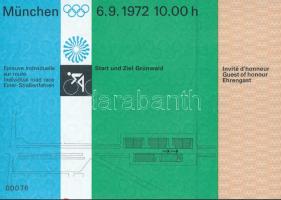 1972 München Olimpiai belépő bicikliverseny. Szép állapotban / 1972 Munich Olympic ticket for bike race in good condition, 10,5x15cm