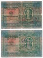 1902. 1000K piros "Deutschösterreich" felülbélyegzéssel + 1912. 100K (2x) mindkettő felülb...