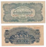 Vegyes: Csehszlovákia 1944. 5K + 20K + Lengyelország 1944. 1Zl + Magyarország 1944. 1P + 5P + 20P &q...