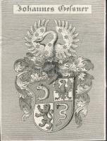 Johannes Geßner (1709-1790) svájci matematikus címeres ex librise, rézmetszet, papír, jelzés nélkül, 8×6 cm /  Coat-of-arms ex libris of Johannes Geßner (1709-1790) Swiss mathematician, copper etching, on paper, unsigned, 8×6 cm