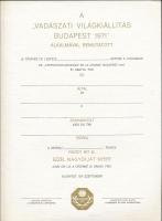 1971 Budapesti Vadászati Világkiállítás kitöltetlen oklevél
