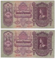 1930. 100P (4x) páronként sorszámkövetők, egyik pár "*E  036" T:I-