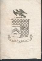 John Warwick (?-?): Azonosítatlan családi címer, rézmetszet, papír, jelzett a metszeten, 9,5×7 cm /  John Warwick (?-?): Unidentified family coat-of-arms, copper etching, on paper, signed on the engraving, 9,5×7 cm