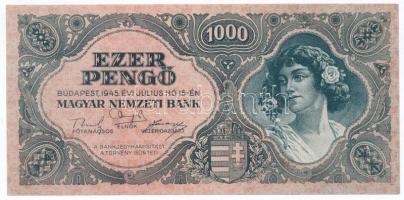 1945. 1000P "MNB" bélyeg nélkül + 1946. 100.000.000P + 100.000.000MP + 1.000.000BP T:I,I-