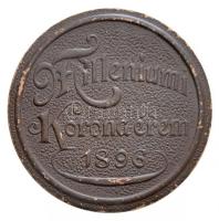 1896. 1K Ag "Millenium" jó állapotban lévő eredeti "Milleniumi Koronaérem - 1896" barna színű díszdobozban! T:2 patina