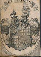 Schmuster(?) jelzéssel: Azonosítatlan családi címer, rézmetszet, papír, 8,5×6 cm /  Unidentified family coat-of-arms, copper etching, on paper, signed (Schmuster(?)), 8,5×6 cm