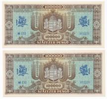 1945. 100.000P (2x) sorszámkövetők T:I,I-