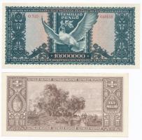 1945. 10.000.000P + 1946. 100.000MP + 1.000.000MP + 1.000.000.000MP T:I,I-