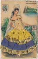 Andalucia, Gracia de Espana / Spanish folklore, textile card (fa)