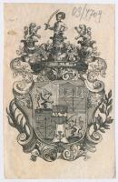 cca 1800-1900 A Grassalkovich-család címere, rézmetszet, papír, jelzés nélkül, 11×7 cm