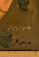 Kató jelzéssel: Gőzhajók az Erzsébet hídnál. Olaj, karton, foltos, keretben, 60×80 cm