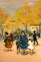 Berkes  jelzéssel: Városi forgatag. Olaj, falemez, foltos, keretben, 60×75 cm