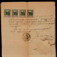 1917 Sárvár, Becsületügyi és rágalmazási bírósági okirat okmánybélyegekkel, szárazpecséttel