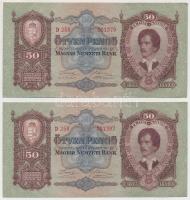 1932. 50P (4x), közte közeli sorszámmal is T:I-,II Adamo P14