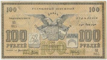 Orosz Polgárháború / Orosz Közép Ázsia / Turkesztán 1918. 100R T:III  Russian Civil War / Russian Central Asia / Turkestan District 1918. 100 Rubles C:F Krause S1157