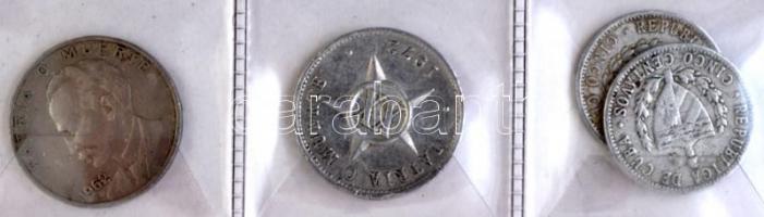 22db vegyes külföldi fémpénz albumban egy ezüsttel (közte francia, iráni, kubai pénzek), benne 5x12d...