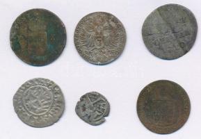 6db-os vegyes rossz minőségű magyar és külföldi ezüstpénz tétel, közte Ausztria 1779C-A 3kr Ag &quot...