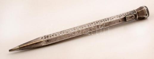 Ezüst (Ag) töltő ceruza, kopott zománc díszítéssel, h:12 cm, bruttó:15 g