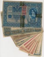 14db-os vegyes magyar korona bankjegy tétel T:III,III-,IV