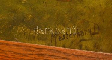 Mesterházy Dénes (?-?):  Libapásztor. Olaj, karton, keretben, 21×32 cm