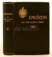 Gróf Zelenski Róbert: Emlékeim. (Budapest, 1928, Pallas Rt. ny.),1 t. + 931 p. Kiadói aranyozott címerrel illusztrált egészvászon kötés. A szerző által dedikált példány. A kötése sérült. A címoldal hiányzik. A 755 p. szakadt.