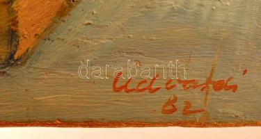 Udvardi Gyula(1925-2013): Kecskeméti utcarészlet. Olaj, farost, jelzett, 35x45 cm