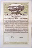 Budapest 1918. "Budapest Székesfőváros" kötelezvények 1000K-ról (3x) sorszámkövetők, mindh...