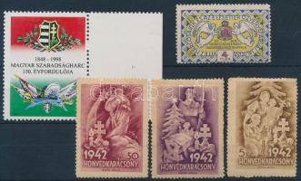 5 db katonai levélzáró(Honvédkarácsony, magyar szabadságharc 150. évfordulója, stb.)