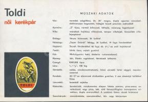 cca 1960 A Csepel Toldi női kerékpár műszaki tájékoztatója