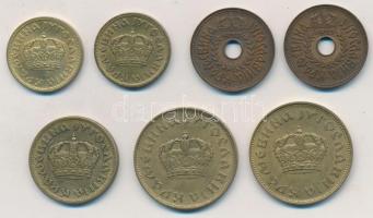 Jugoszlávia 1938. 25p Br (2x) + 50p Al-Br (2x) + 1D Al-Br + 2D Al-Br (2x) T:2
Yugoslavia 1938. 25 P...