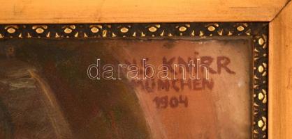 Hans Knirr (?-?): Pipázó kalapos férfi. Olaj, karton, üvegezett keretben, 39×27 cm