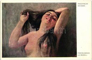 La Reveill / nude lady, erotic art postcard, Lwowskie Wyawnictwo kart No. 861 s: Mieczyslaw Reyzner