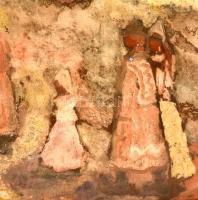 Jelzés nélkül: Körösfői templom. Olaj, karton, foltos, üvegezett keretben, 60×50 cm