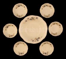 Zsolnay búzavirág mintás kompótos készlet, kézzel festett, jelzett, hibátlan