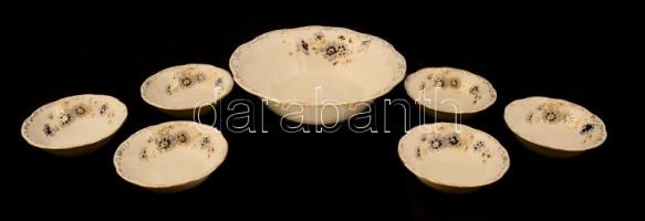 Zsolnay búzavirág mintás kompótos készlet, kézzel festett, jelzett, hibátlan