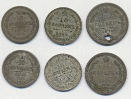 Orosz Birodalom 1861-1914. 10k Ag (4x) + 15k Ag (2x) T:2-3 lyukak
Russian Empire 1861-1914. 10 Kope...
