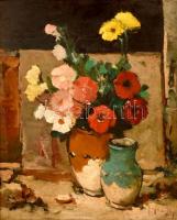 Jancsek Antal (1907-1985): Virágcsendélet. Olaj, karton, jelzett, keretben, 49×40 cm