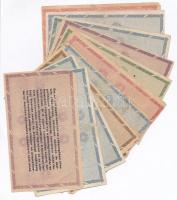 1946. 14db-os vegyes magyar adópengő bankjegy tétel, közte fordított címeres, sorozat- és sorszám né...