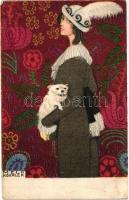 Lady with dog, Wiener art postcard B.K.W.I. 621-5. s: Mela Koehler (EK)